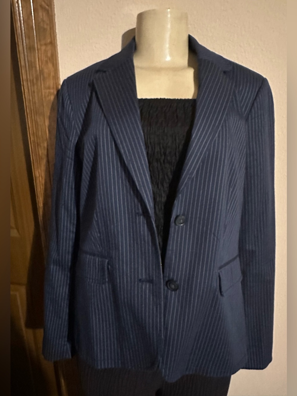 Women’s Navy Pinstripe Blazer - Classic Two-Button